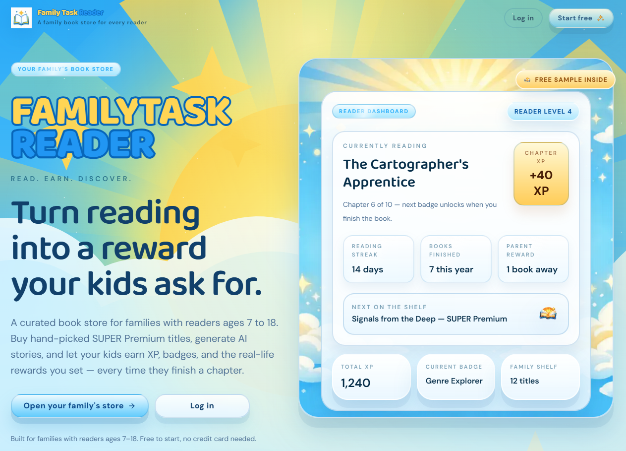 Family Task Hero and Reader — two apps, one ecosystem, launching soon